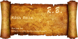 Ráth Béla névjegykártya